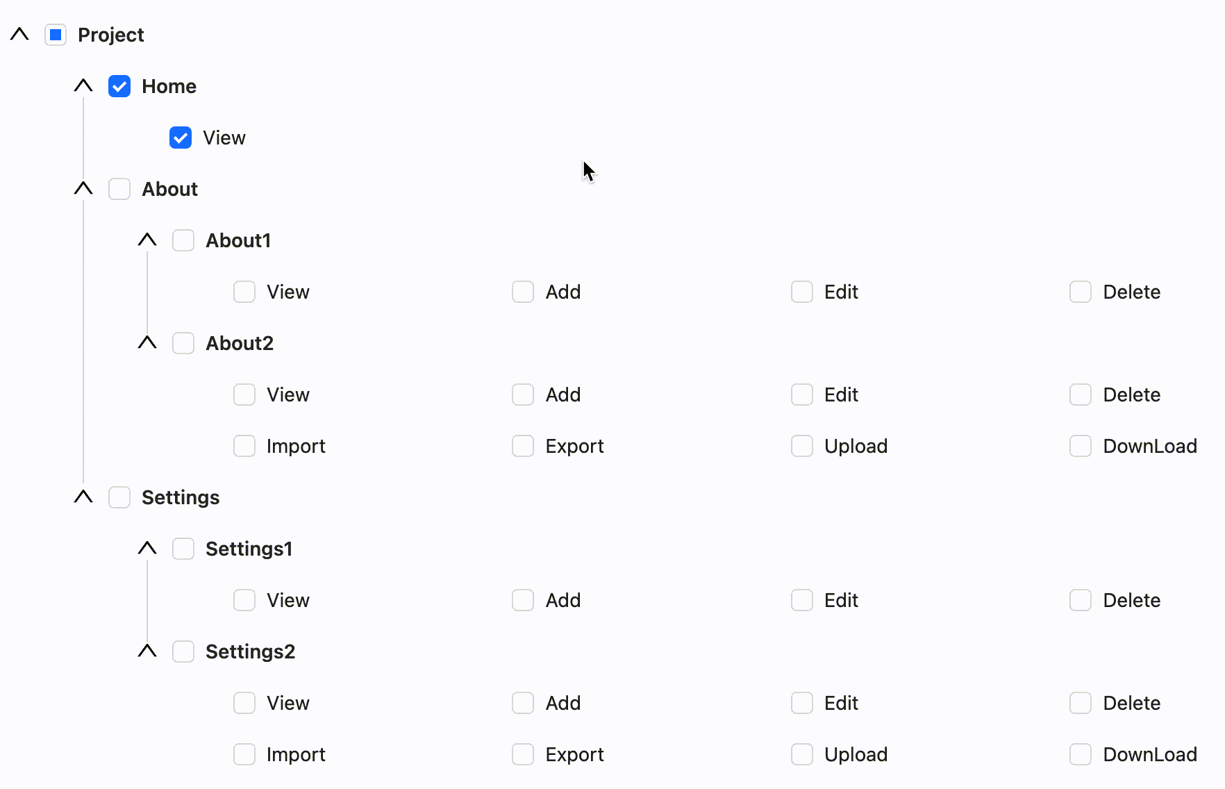 RBAC Checkbox Tree